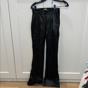 Abercrombie & Fitch Flare Vegan Leather Pants - Black